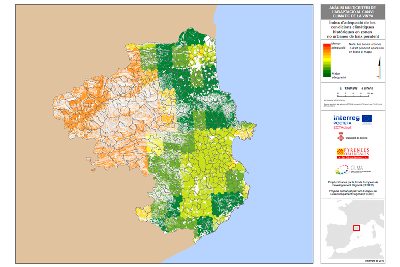 mapa sig de las vid en la transición del cambio climático