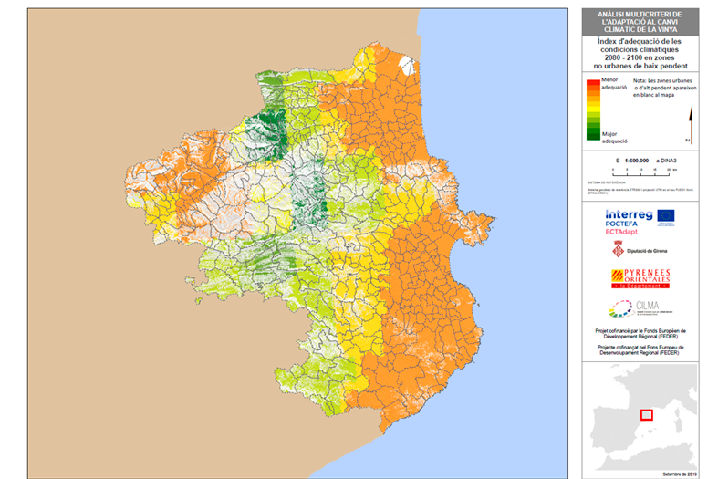 mapa sig de las vid en la transición del cambio climático