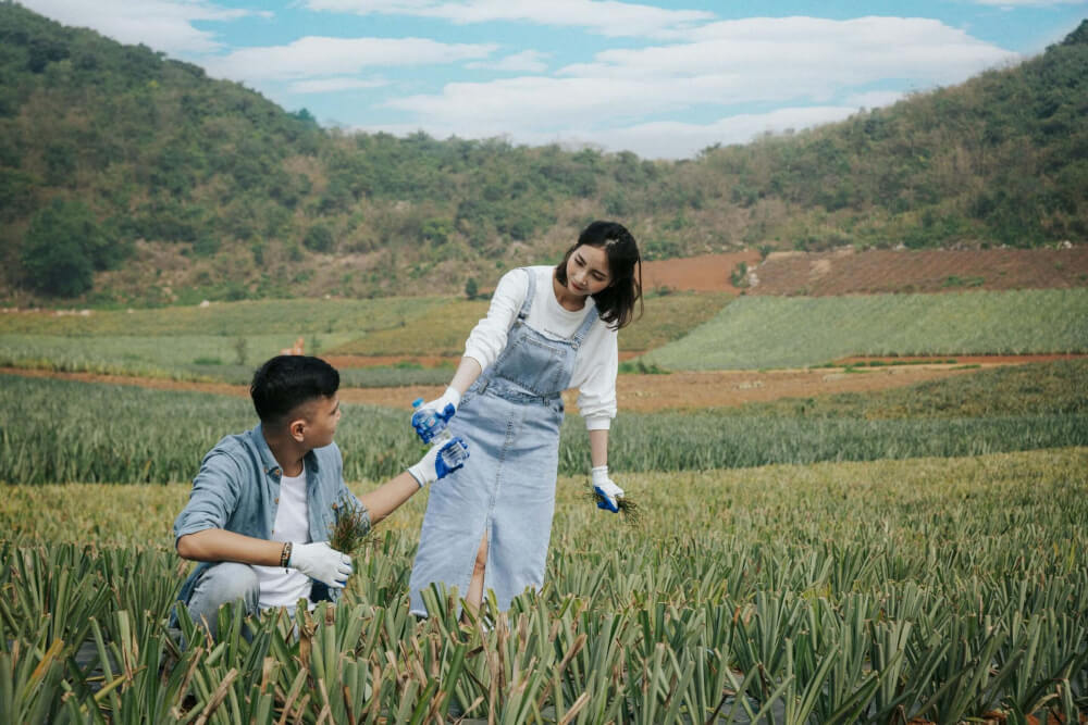 people in a field